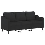 2 Piece Sofa Set with Pillows Black Fabric