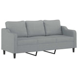 3 Piece Sofa Set with Pillows Light Grey Fabric