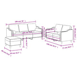 3 Piece Sofa Set with Pillows Dark Grey Fabric