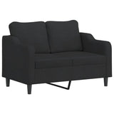 3 Piece Sofa Set with Pillows Black Fabric - Side View