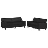 2 Piece Sofa Set Black Faux Leather - Front View