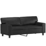 2 Piece Sofa Set Black Faux Leather - Top-Down View