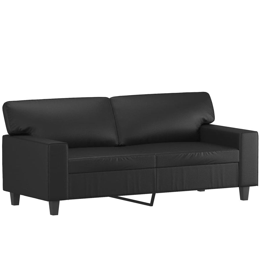 3 Piece Sofa Set Black Faux Leather