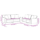2 Piece Sofa Set with Pillows Black Faux Leather