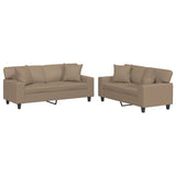 2 Piece Sofa Set with Pillows Cappuccino Faux Leather - Front View
