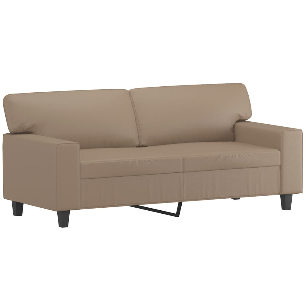 2 Piece Sofa Set with Pillows Cappuccino Faux Leather