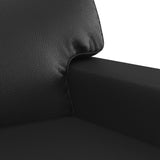 3 Piece Sofa Set with Pillows Black Faux Leather - Rear View