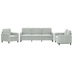 3 Piece Sofa Set Light Grey Velvet