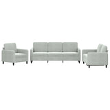 3 Piece Sofa Set Light Grey Velvet - Front View