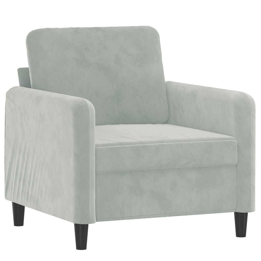 3 Piece Sofa Set Light Grey Velvet