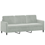 3 Piece Sofa Set Light Grey Velvet - 45-Degree Angle