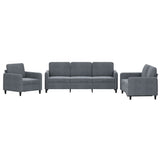3 Piece Sofa Set Dark Grey Velvet - Front View