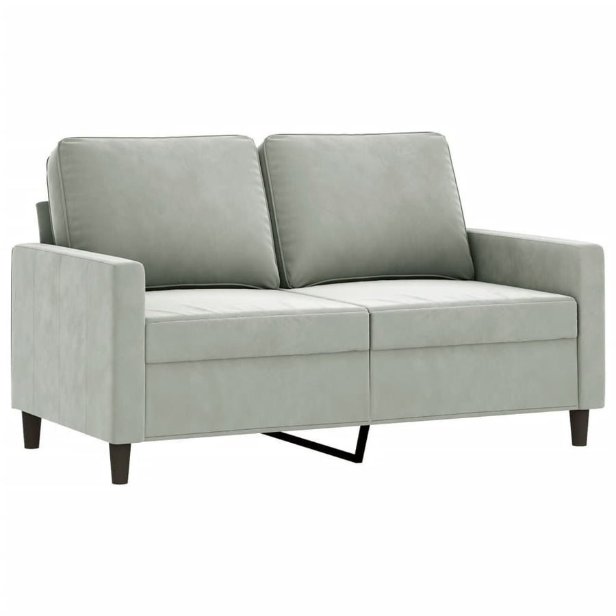 4 Piece Sofa Set Light Grey Velvet