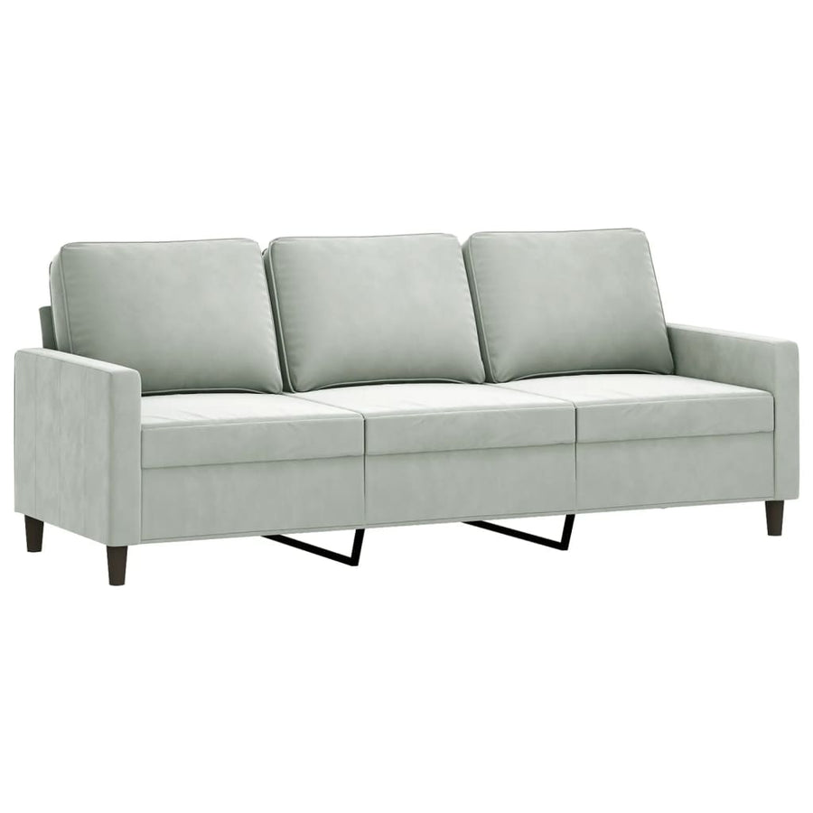 4 Piece Sofa Set Light Grey Velvet