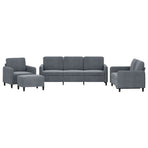 4 Piece Sofa Set Dark Grey Velvet