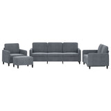 4 Piece Sofa Set Dark Grey Velvet - Front View