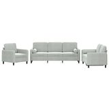 3 Piece Sofa Set with Pillows Light Grey Velvet