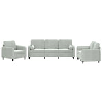3 Piece Sofa Set with Pillows Light Grey Velvet