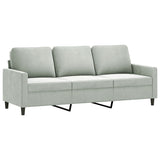 3 Piece Sofa Set with Pillows Light Grey Velvet - 45-Degree Angle
