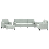 4 Piece Sofa Set with Pillows Light Grey Velvet - Front View