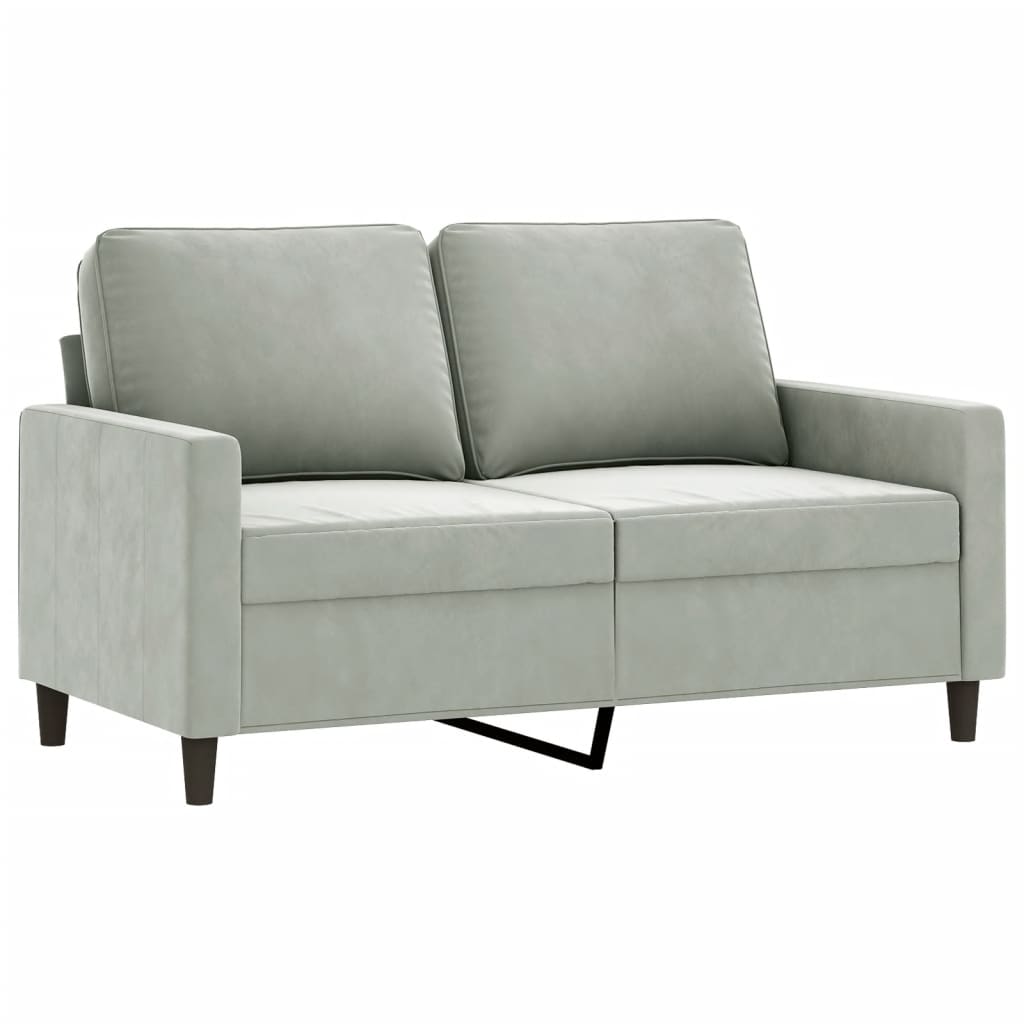 4 Piece Sofa Set with Pillows Light Grey Velvet