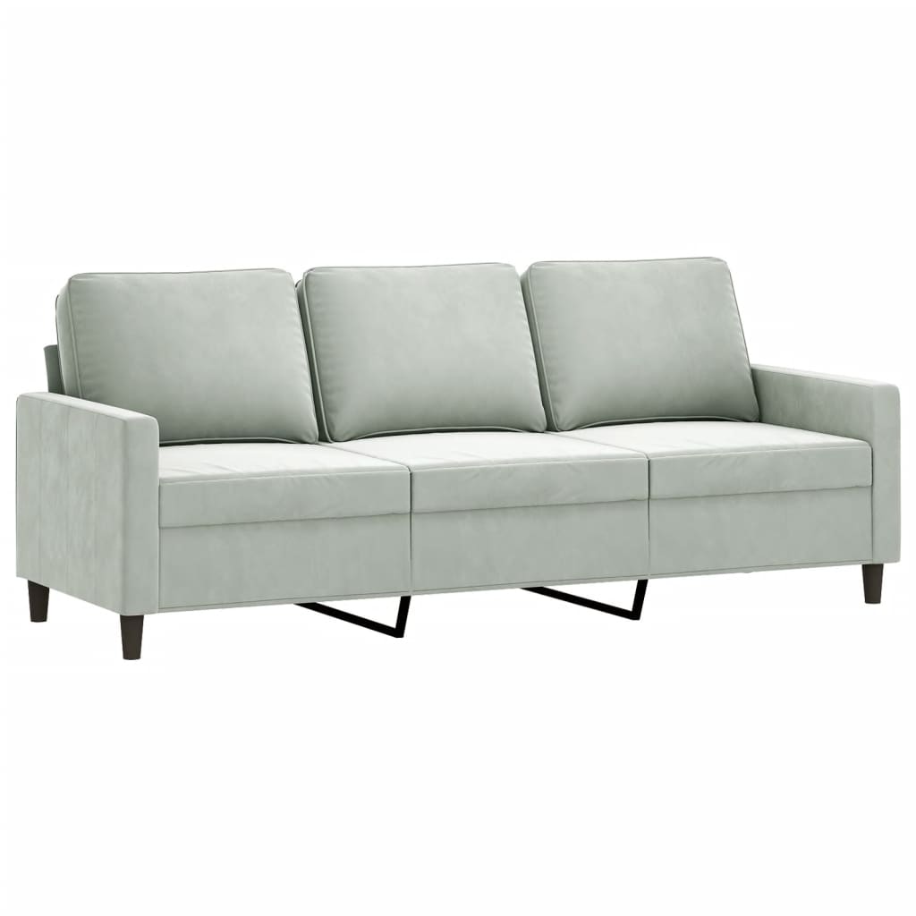 4 Piece Sofa Set with Pillows Light Grey Velvet