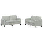 2 Piece Sofa Set Light Grey Velvet