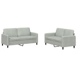 2 Piece Sofa Set Light Grey Velvet - Front View