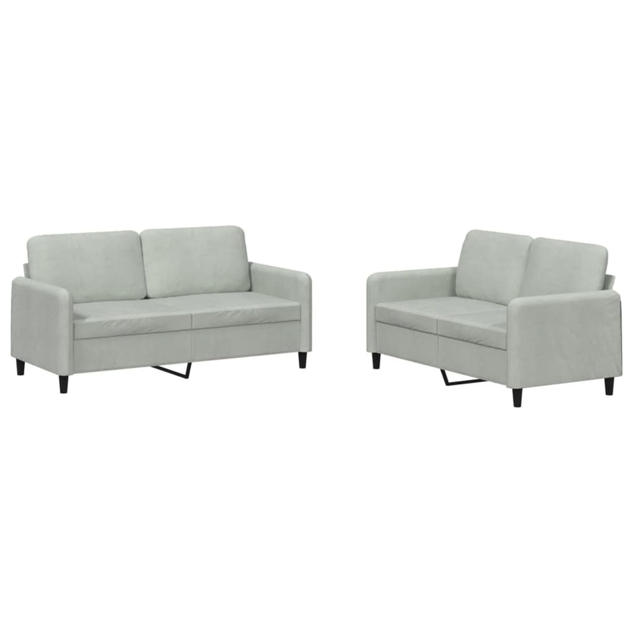 2 Piece Sofa Set Light Grey Velvet