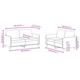 2 Piece Sofa Set Light Grey Velvet