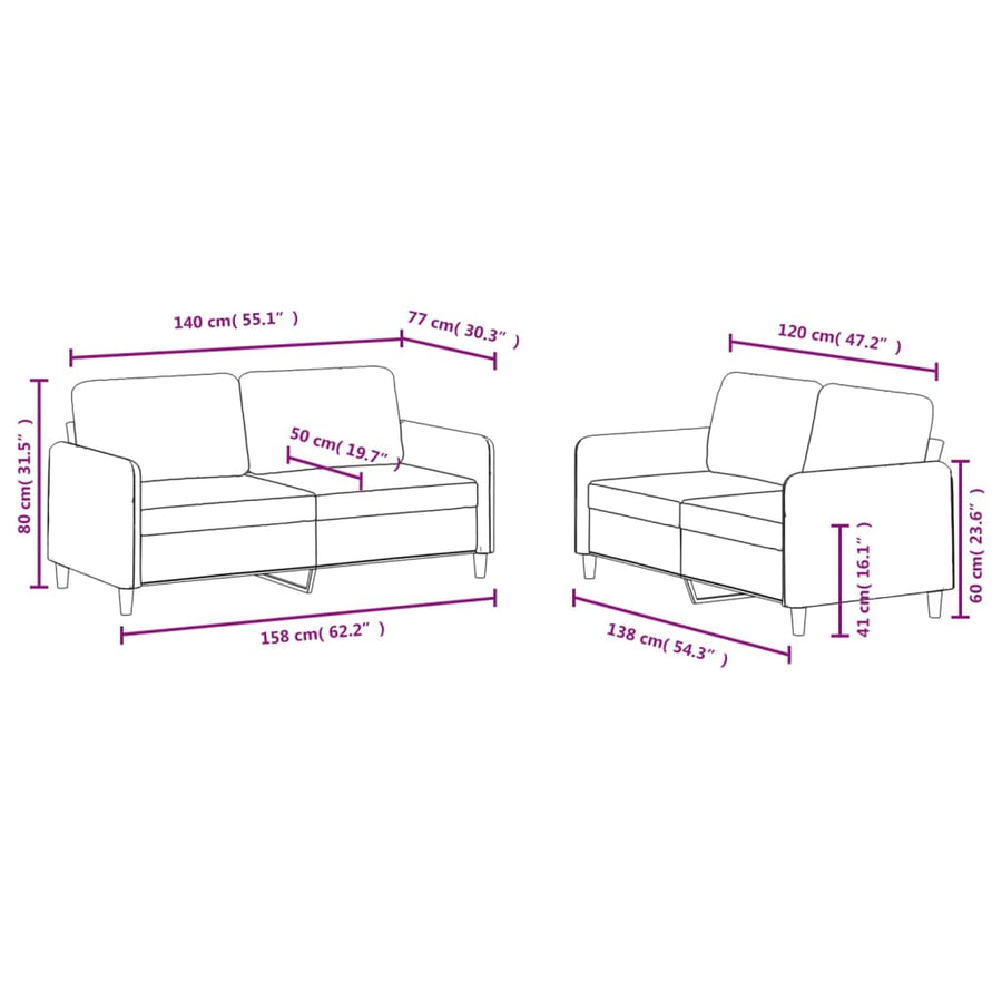 2 Piece Sofa Set Black Velvet