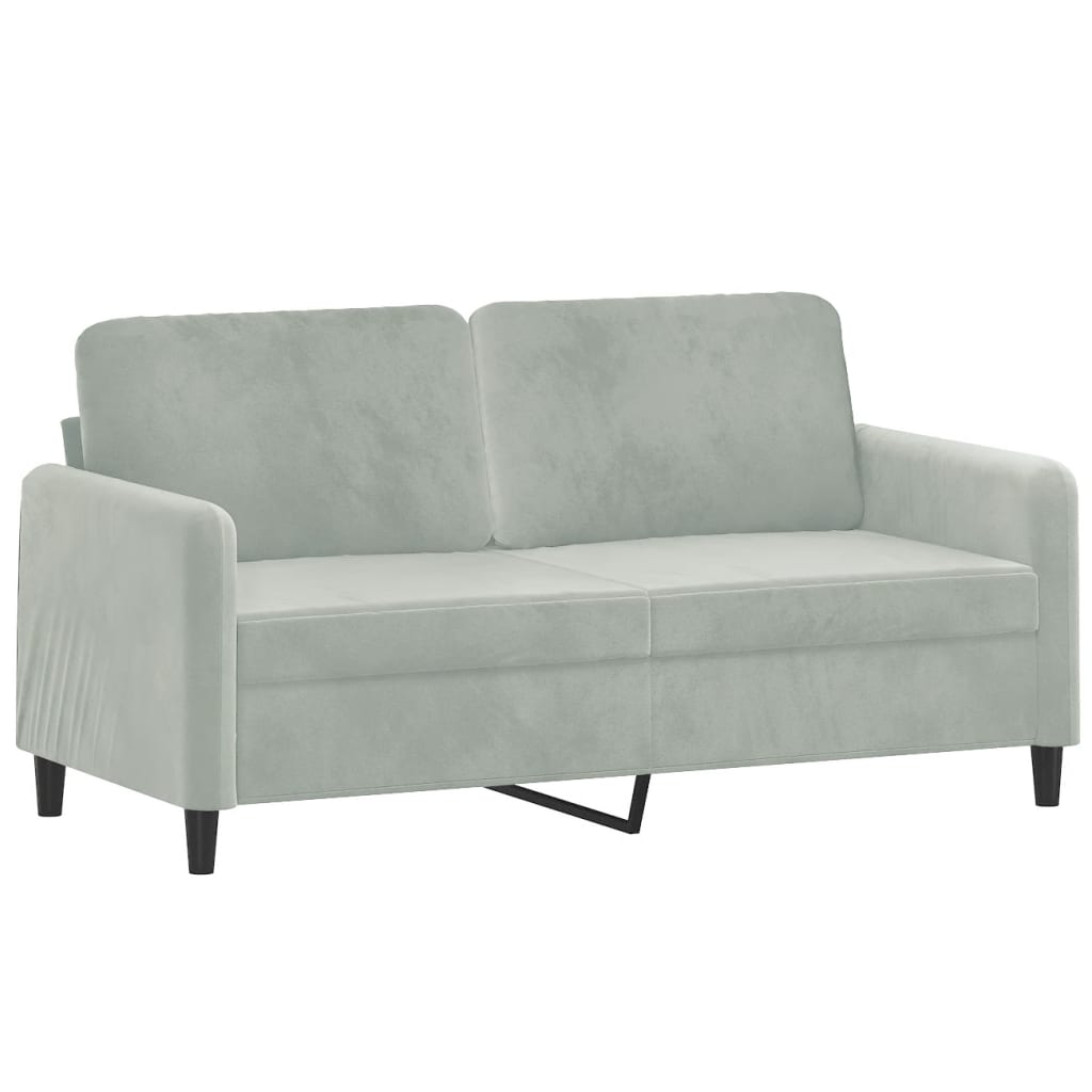 2 Piece Sofa Set with Pillows Light Grey Velvet