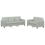 2 Piece Sofa Set Light Grey Velvet