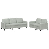 2 Piece Sofa Set Light Grey Velvet - Front View