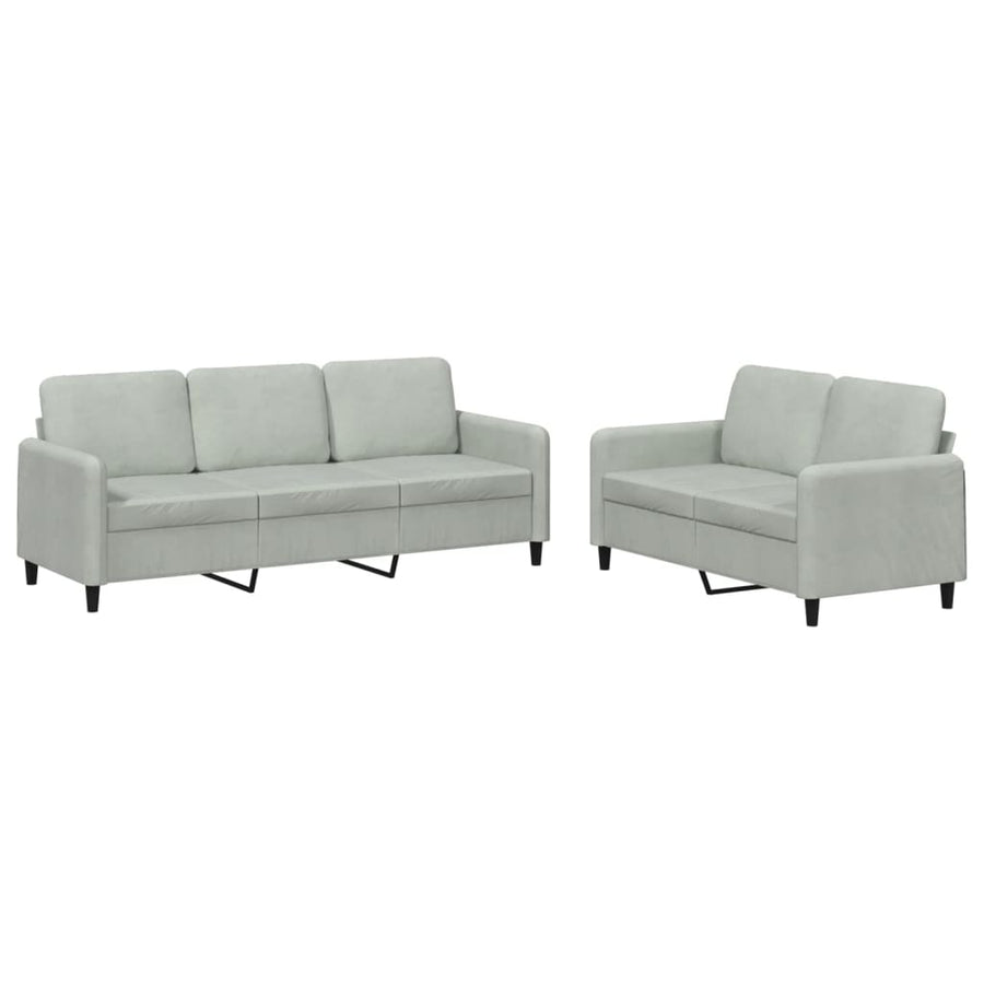 2 Piece Sofa Set Light Grey Velvet