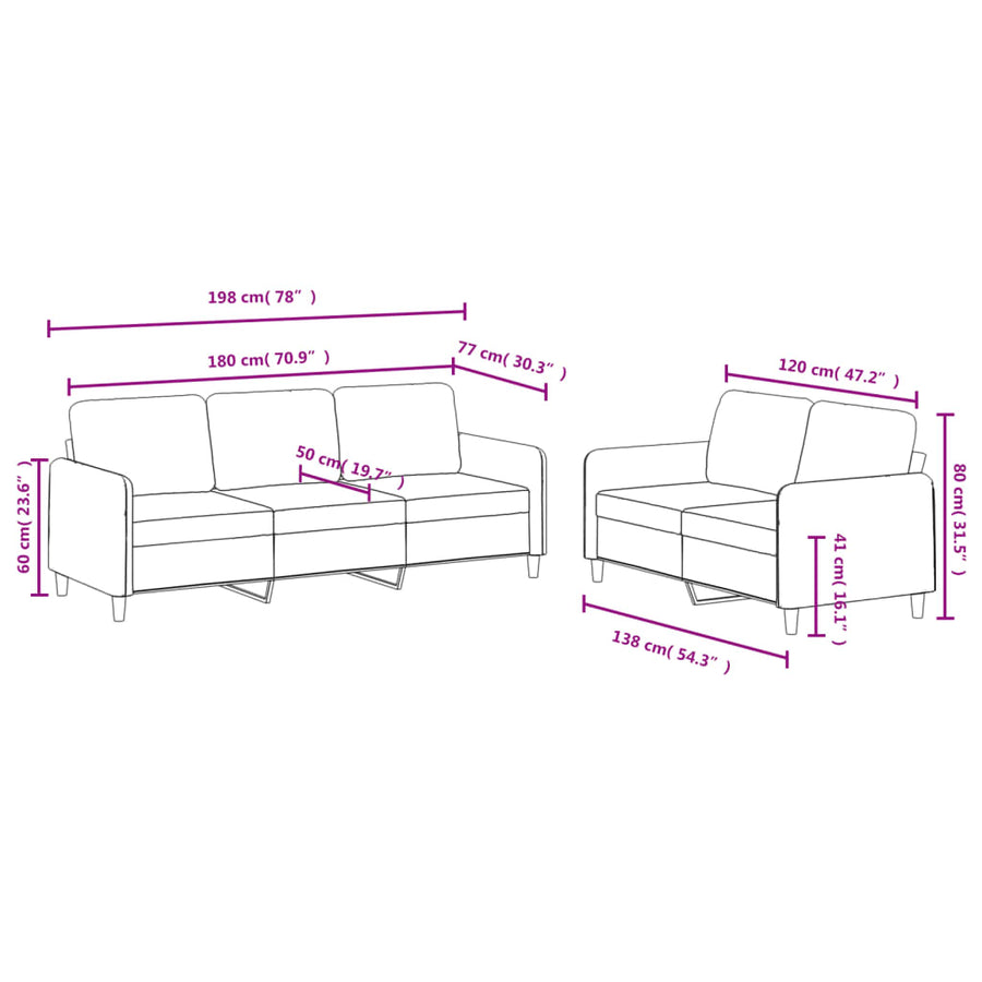 2 Piece Sofa Set Dark Grey Velvet