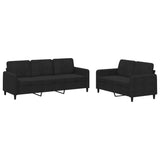 2 Piece Sofa Set Black Velvet - Front View