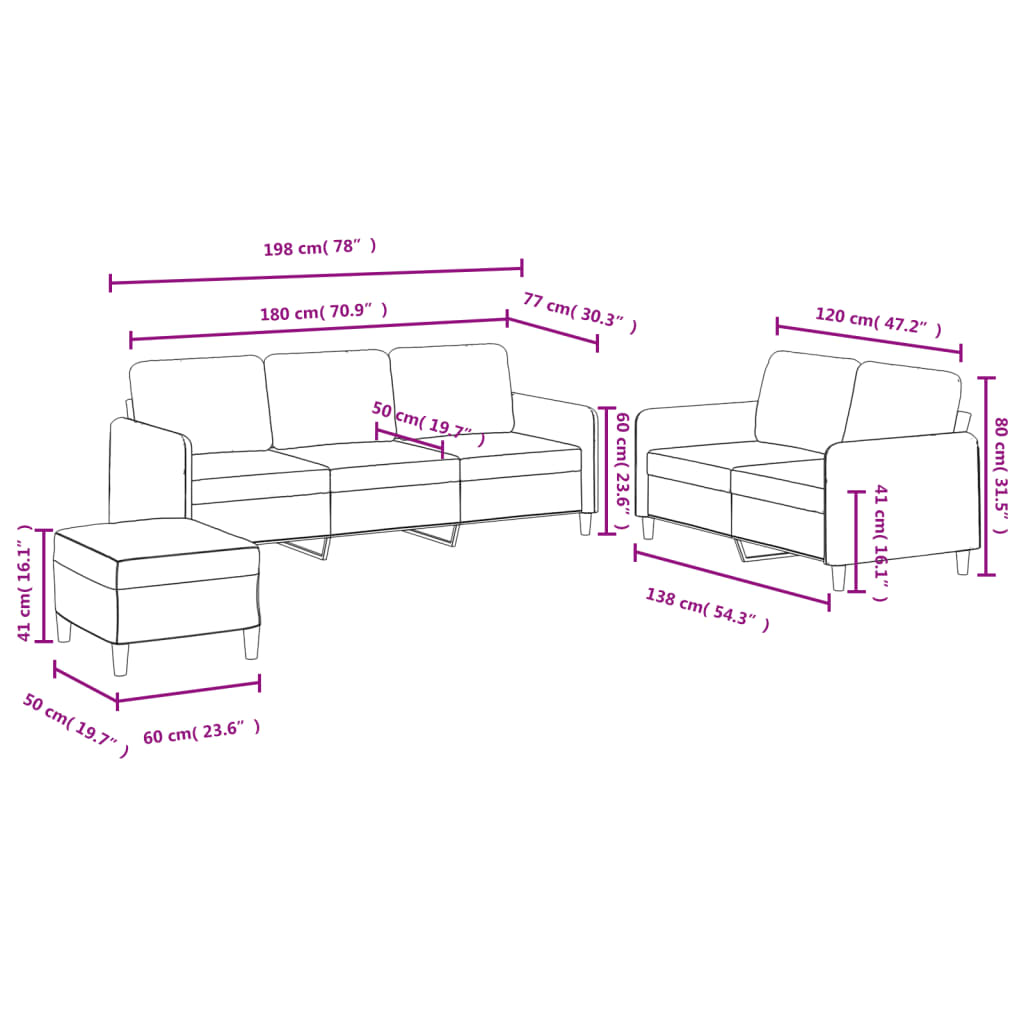 3 Piece Sofa Set Black Velvet