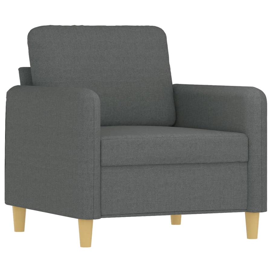 3 Piece Sofa Set with Cushions Dark Grey Fabric