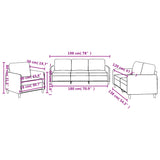 3 Piece Sofa Set with Cushions Black Fabric - Low Angle