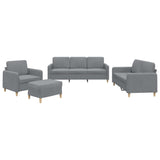 4 Piece Sofa Set with Cushions Light Grey Fabric - Front View