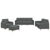 4 Piece Sofa Set with Cushions Dark Grey Fabric - Front View