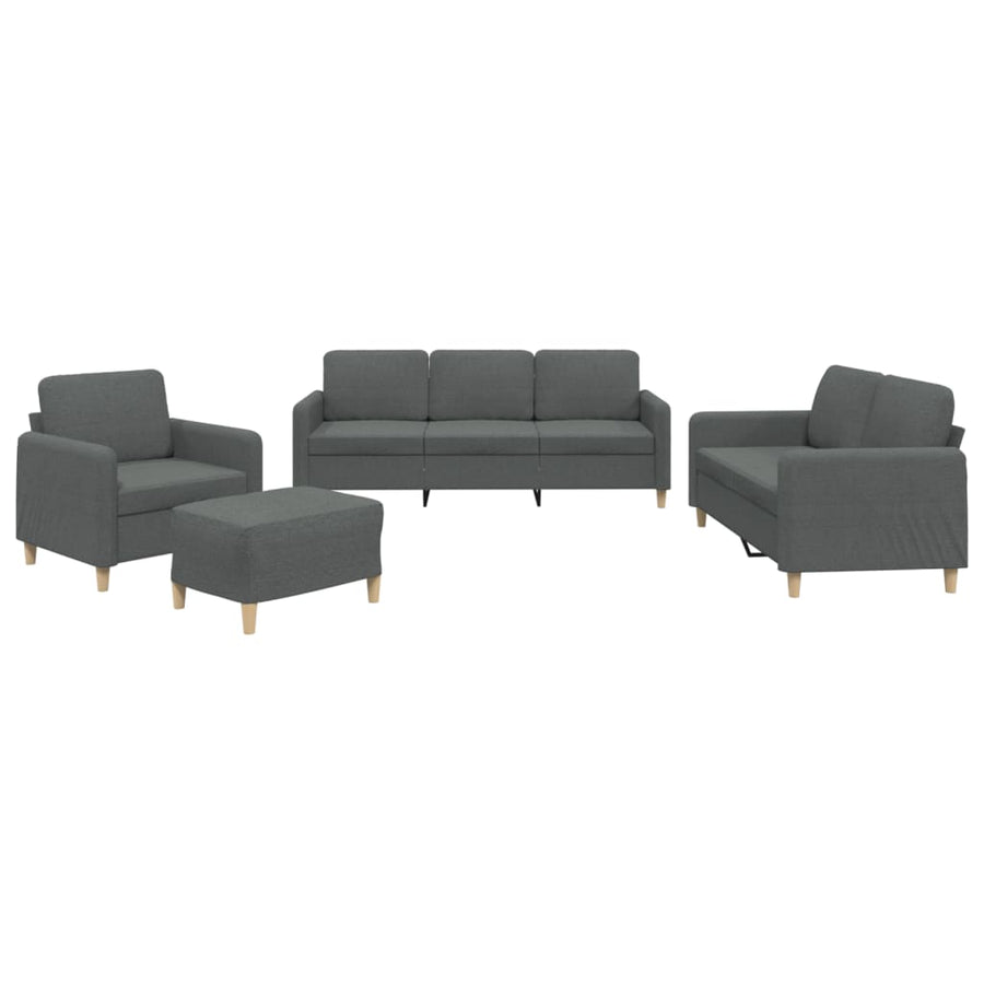 4 Piece Sofa Set with Cushions Dark Grey Fabric
