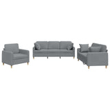 3 Piece Sofa Set with Pillows Light Grey Fabric - Front View