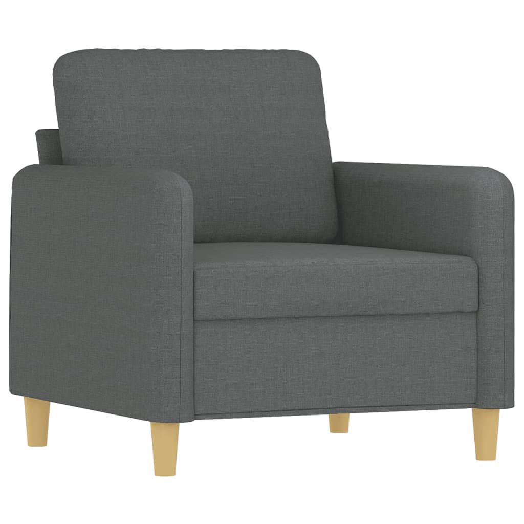 3 Piece Sofa Set with Pillows Dark Grey Fabric