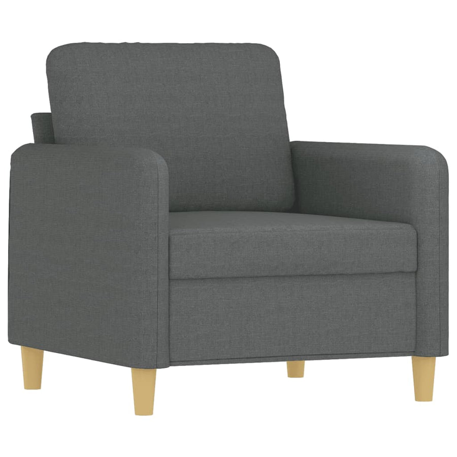 3 Piece Sofa Set with Pillows Dark Grey Fabric