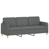 3 Piece Sofa Set with Pillows Dark Grey Fabric - 45-Degree Angle