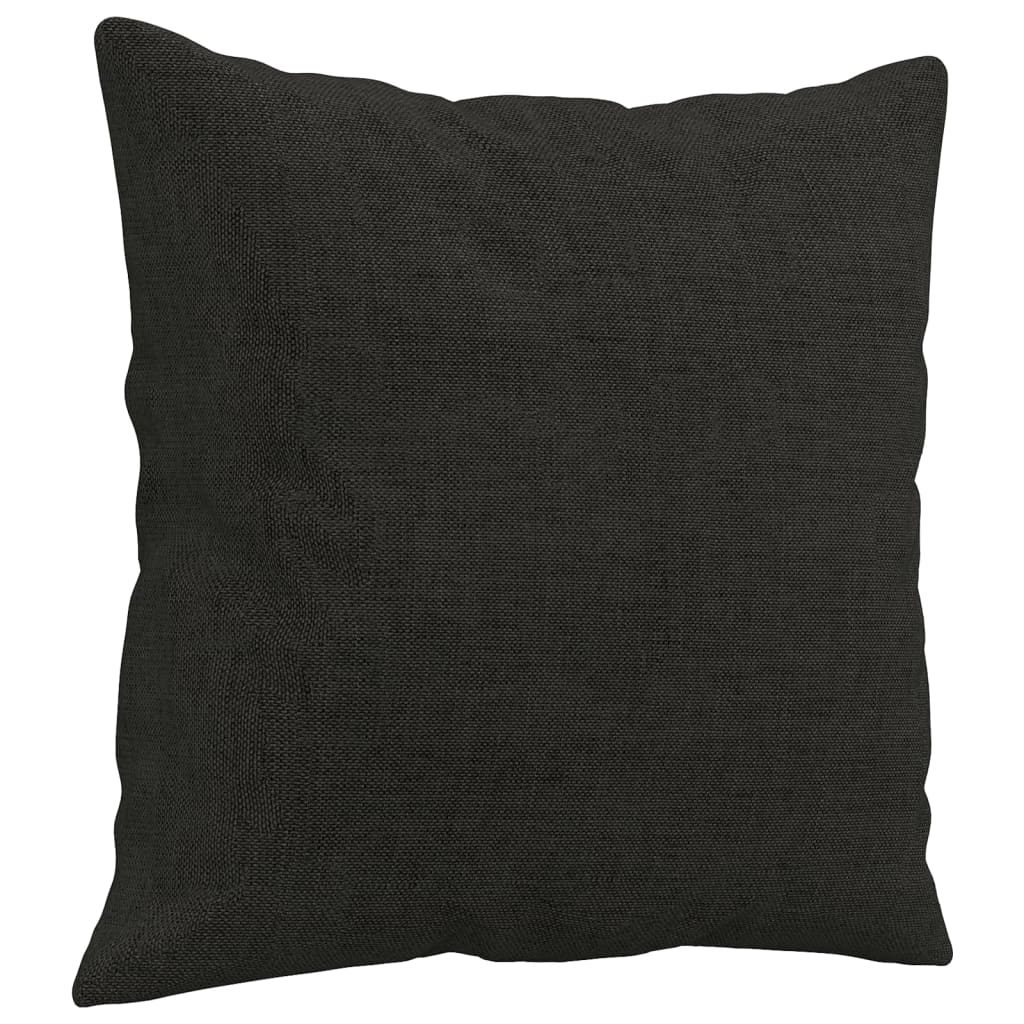 3 Piece Sofa Set with Pillows Black Fabric