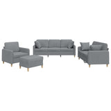 4 Piece Sofa Set with Pillows Light Grey Fabric - Front View