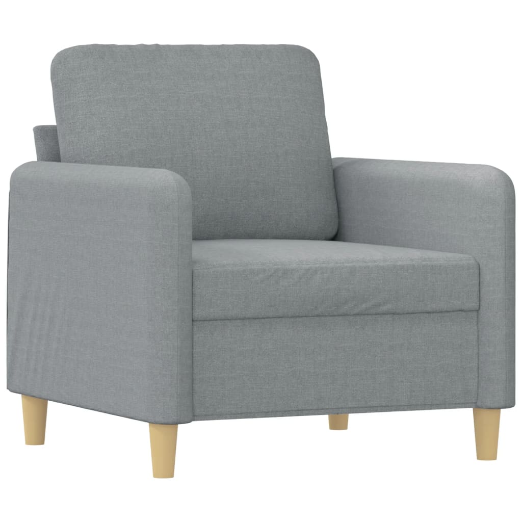 4 Piece Sofa Set with Pillows Light Grey Fabric